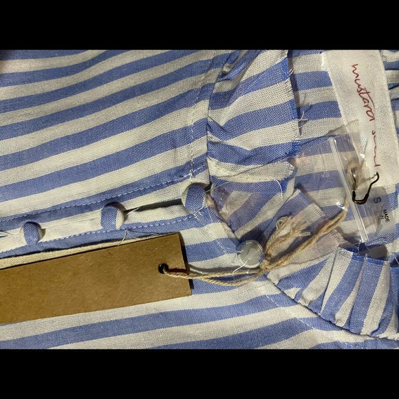 Mustard Seed Blue White Striped Top Ruffle NWT - Picture 5 of 5